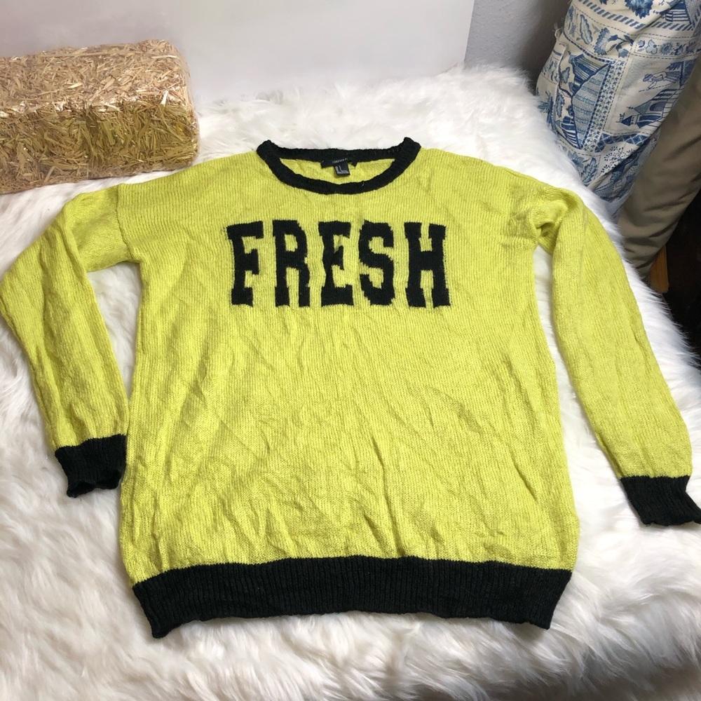 Rue 21 Soft Fuzzy Sweater SZ S Fresh Spellout